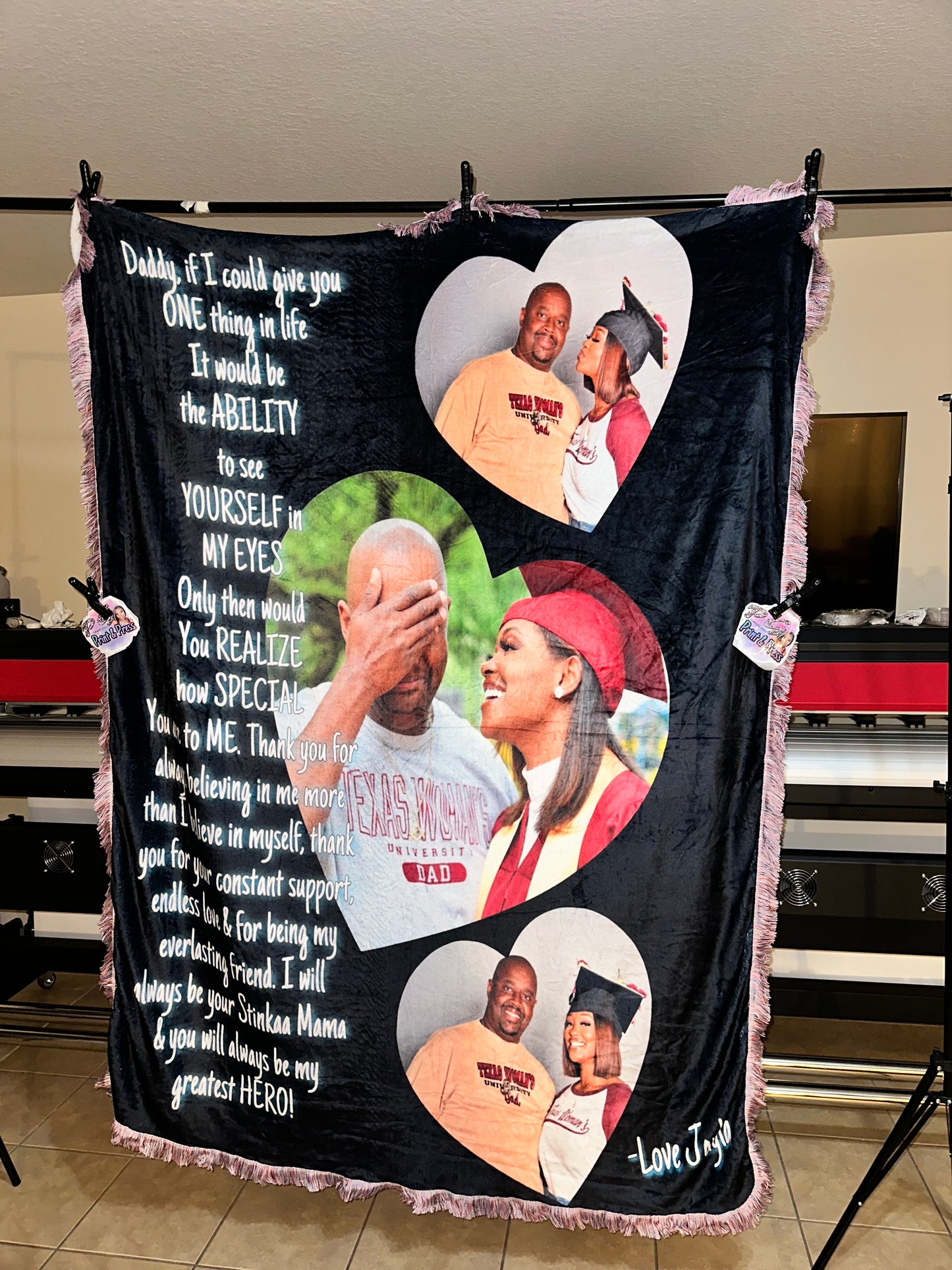 Personalized fringe blanket