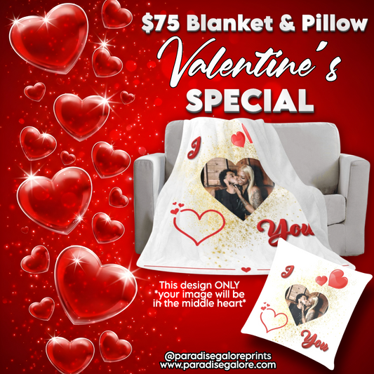 Valentine's Day gift ; custom blanket and pillow 